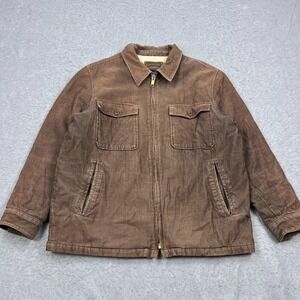 GAP Corduroy Jacket Men XL Brown Sherpa Lined Full Zip Chore Barn Field Coat Y2K